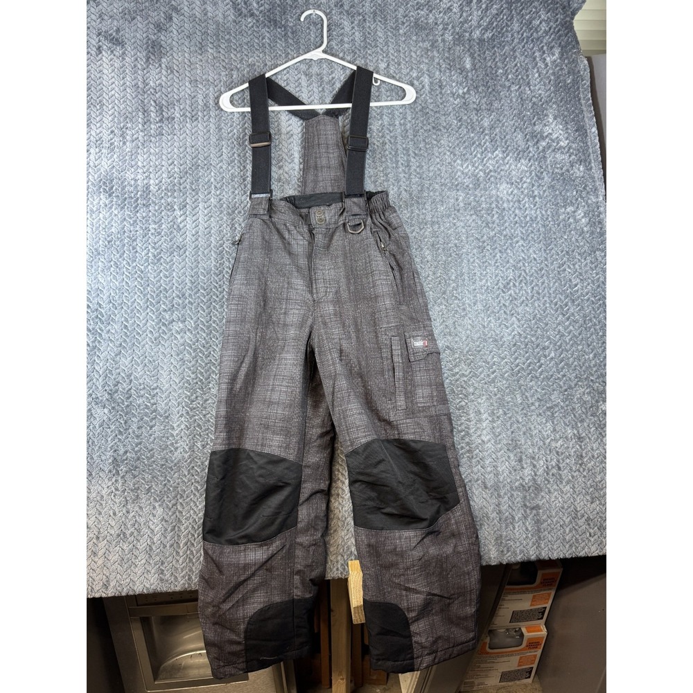 Weatherproof 32 Degrees Snow Pants Boys M 10/12 Gray Plaid Adjustable Strap